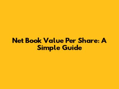 Net Book Value Per Share: A Simple Guide