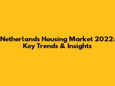 Netherlands Housing Market 2022: Key Trends & Insights