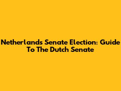Netherlands Senate Election: Guide To The Dutch Senate