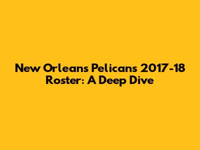 New Orleans Pelicans 2017-18 Roster: A Deep Dive
