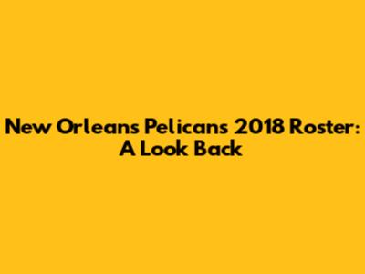 New Orleans Pelicans 2018 Roster: A Look Back
