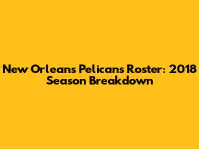 New Orleans Pelicans Roster: 2018 Season Breakdown