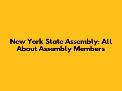 New York State Assembly: All About Assembly Members