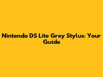 Nintendo DS Lite Grey Stylus: Your Guide