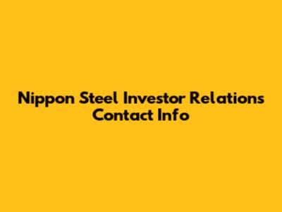 Nippon Steel Investor Relations Contact Info