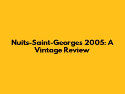 Nuits-Saint-Georges 2005: A Vintage Review