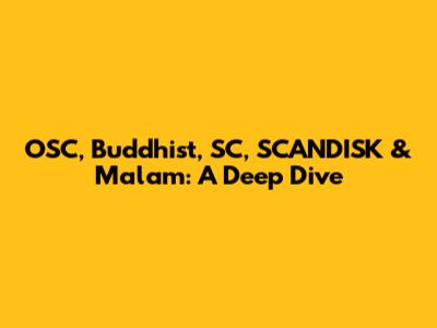 OSC, Buddhist, SC, SCANDISK & Malam: A Deep Dive