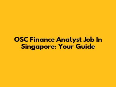 OSC Finance Analyst Job In Singapore: Your Guide