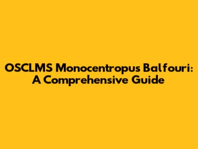 OSCLMS Monocentropus Balfouri: A Comprehensive Guide