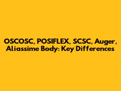 OSCOSC, POSIFLEX, SCSC, Auger, Aliassime Body: Key Differences