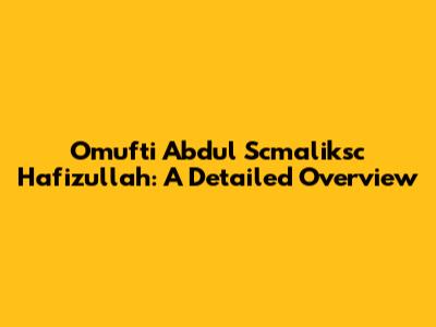 Omufti Abdul Scmaliksc Hafizullah: A Detailed Overview