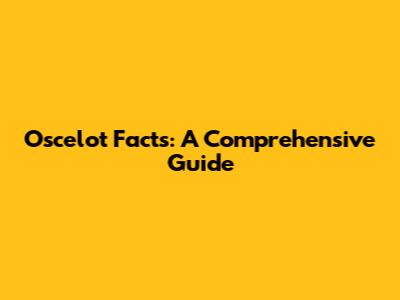 Oscelot Facts: A Comprehensive Guide