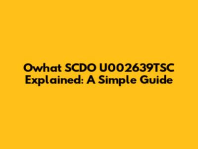 Owhat SCDO U002639TSC Explained: A Simple Guide