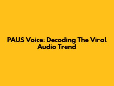 PAUS Voice: Decoding The Viral Audio Trend