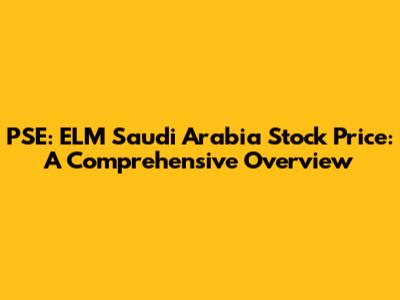 PSE: ELM Saudi Arabia Stock Price: A Comprehensive Overview