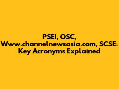 PSEI, OSC, Www.channelnewsasia.com, SCSE: Key Acronyms Explained