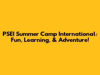 PSEI Summer Camp International: Fun, Learning, & Adventure!