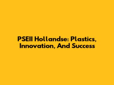 PSEII Hollandse: Plastics, Innovation, And Success