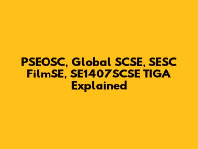 PSEOSC, Global SCSE, SESC FilmSE, SE1407SCSE TIGA Explained