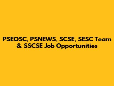 PSEOSC, PSNEWS, SCSE, SESC Team & SSCSE Job Opportunities