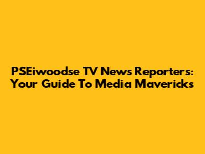 PSEiwoodse TV News Reporters: Your Guide To Media Mavericks