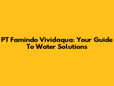 PT Famindo Vividaqua: Your Guide To Water Solutions