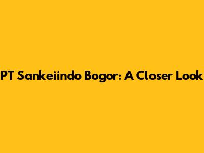 PT Sankeiindo Bogor: A Closer Look