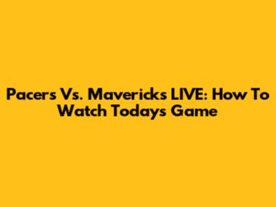 Pacers Vs. Mavericks LIVE: How To Watch Today's Game