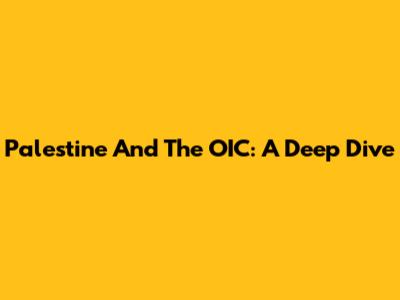 Palestine And The OIC: A Deep Dive