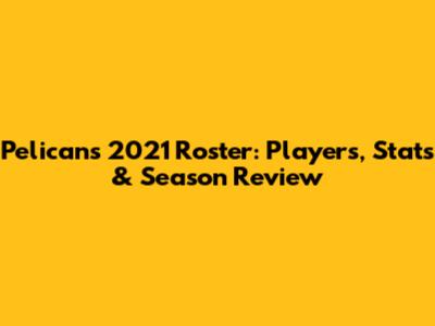 Pelicans 2021 Roster: Players, Stats & Season Review