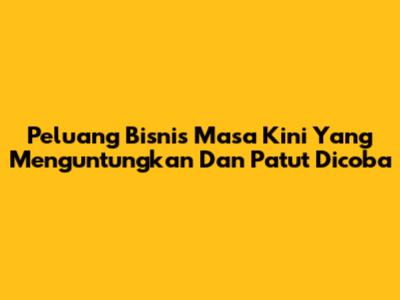 Peluang Bisnis Masa Kini Yang Menguntungkan Dan Patut Dicoba