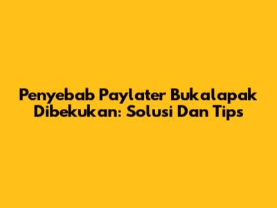 Penyebab Paylater Bukalapak Dibekukan: Solusi Dan Tips