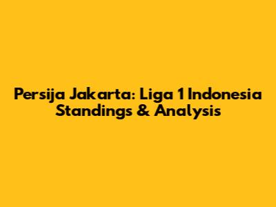 Persija Jakarta: Liga 1 Indonesia Standings & Analysis