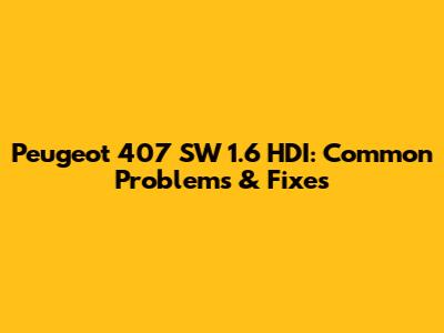 Peugeot 407 SW 1.6 HDI: Common Problems & Fixes