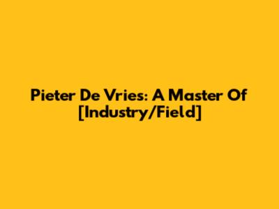 Pieter De Vries: A Master Of [Industry/Field]