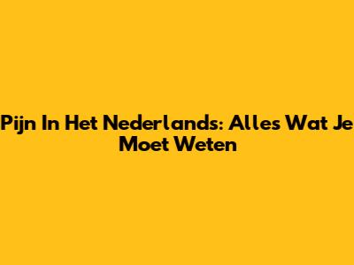 Pijn In Het Nederlands: Alles Wat Je Moet Weten