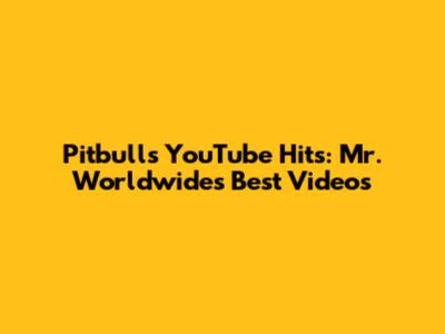 Pitbull's YouTube Hits: Mr. Worldwide's Best Videos