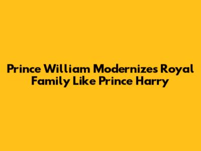 Prince William Modernizes Royal Family Like Prince Harry