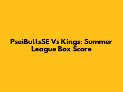 PseiBullsSE Vs Kings: Summer League Box Score