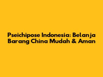 Pseichipose Indonesia: Belanja Barang China Mudah & Aman