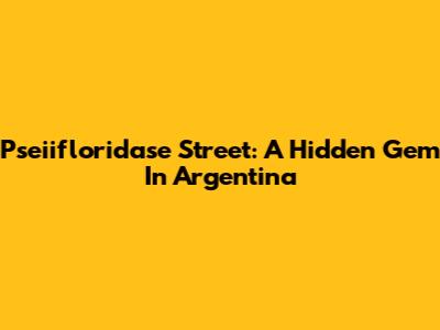 Pseiifloridase Street: A Hidden Gem In Argentina