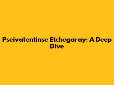 Pseivalentinse Etchegaray: A Deep Dive