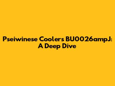 Pseiwinese Coolers BU0026ampJ: A Deep Dive