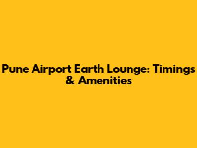 Pune Airport Earth Lounge: Timings & Amenities