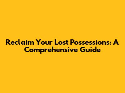 Reclaim Your Lost Possessions: A Comprehensive Guide