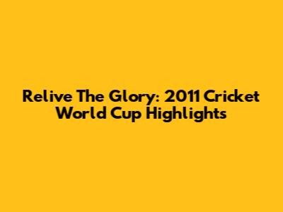Relive The Glory: 2011 Cricket World Cup Highlights