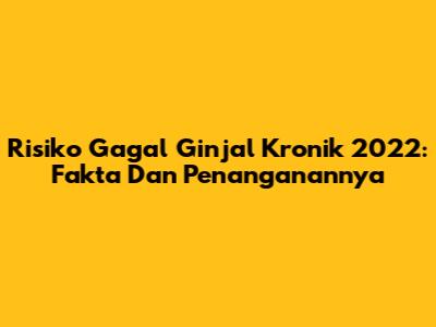 Risiko Gagal Ginjal Kronik 2022: Fakta Dan Penanganannya