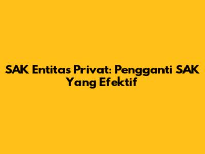SAK Entitas Privat: Pengganti SAK Yang Efektif