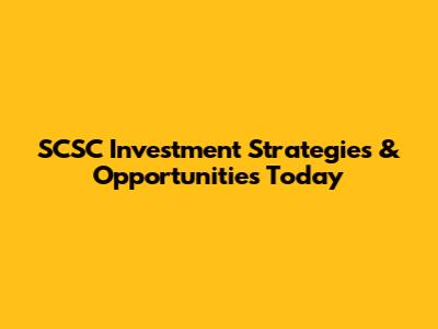 SCSC Investment Strategies & Opportunities Today