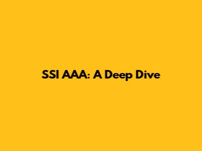 SSI AAA: A Deep Dive